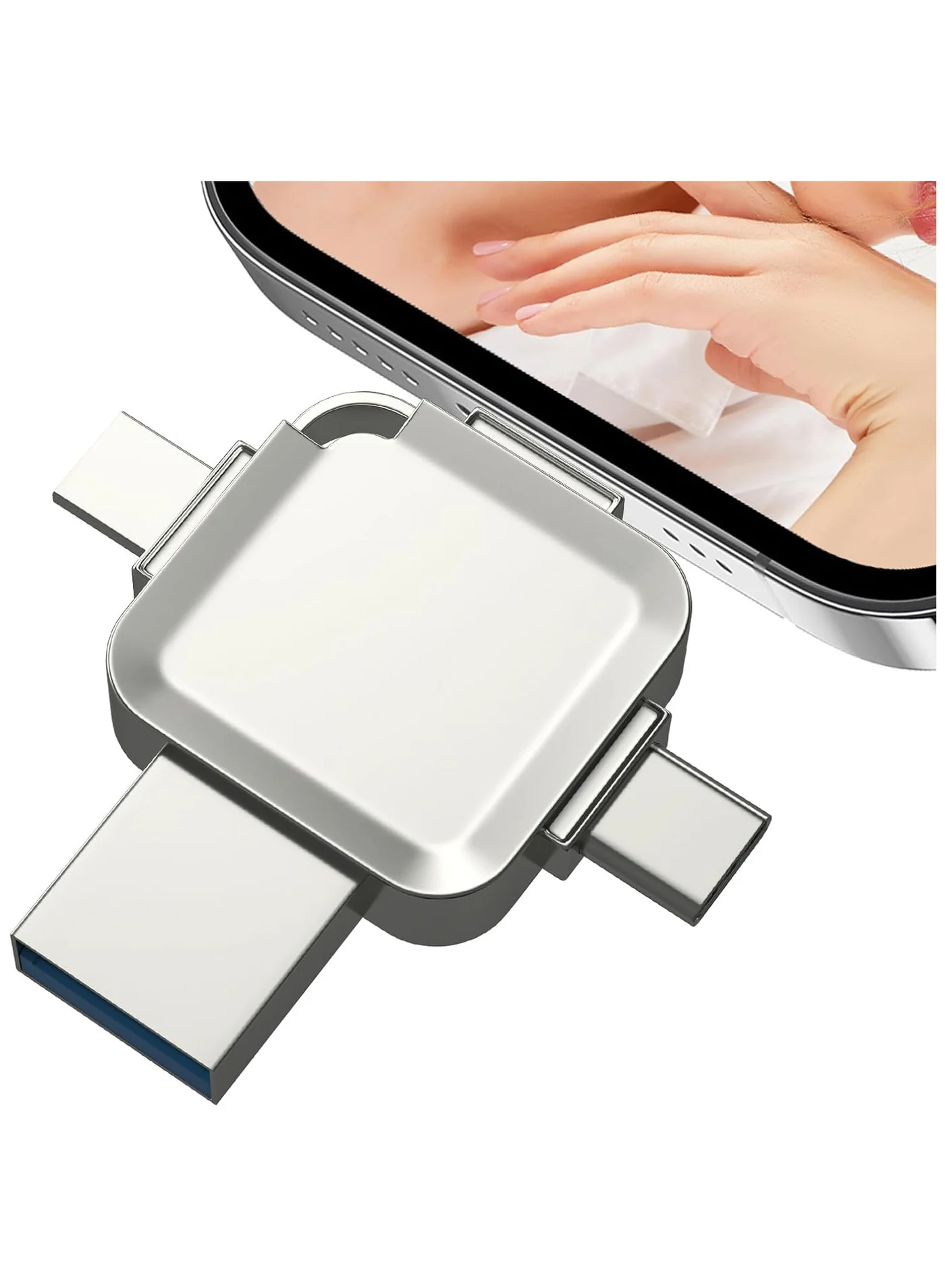 INSIJAM 4-in-1 USB 3.0 Flash Drive High-Speed External Storage (512GB, Silver) cib4c