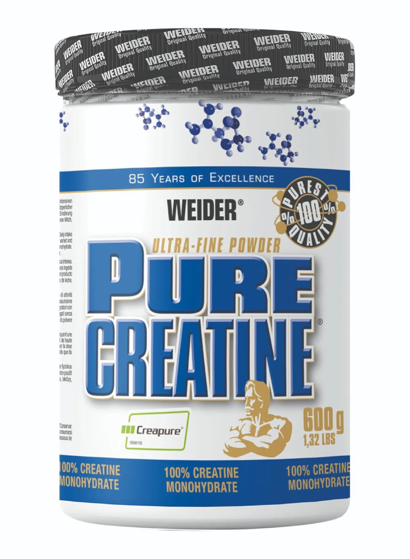 Weider Pure Creatine Monohydrate Powder Premium Supplement for Muscle Performance (600g) h8td1