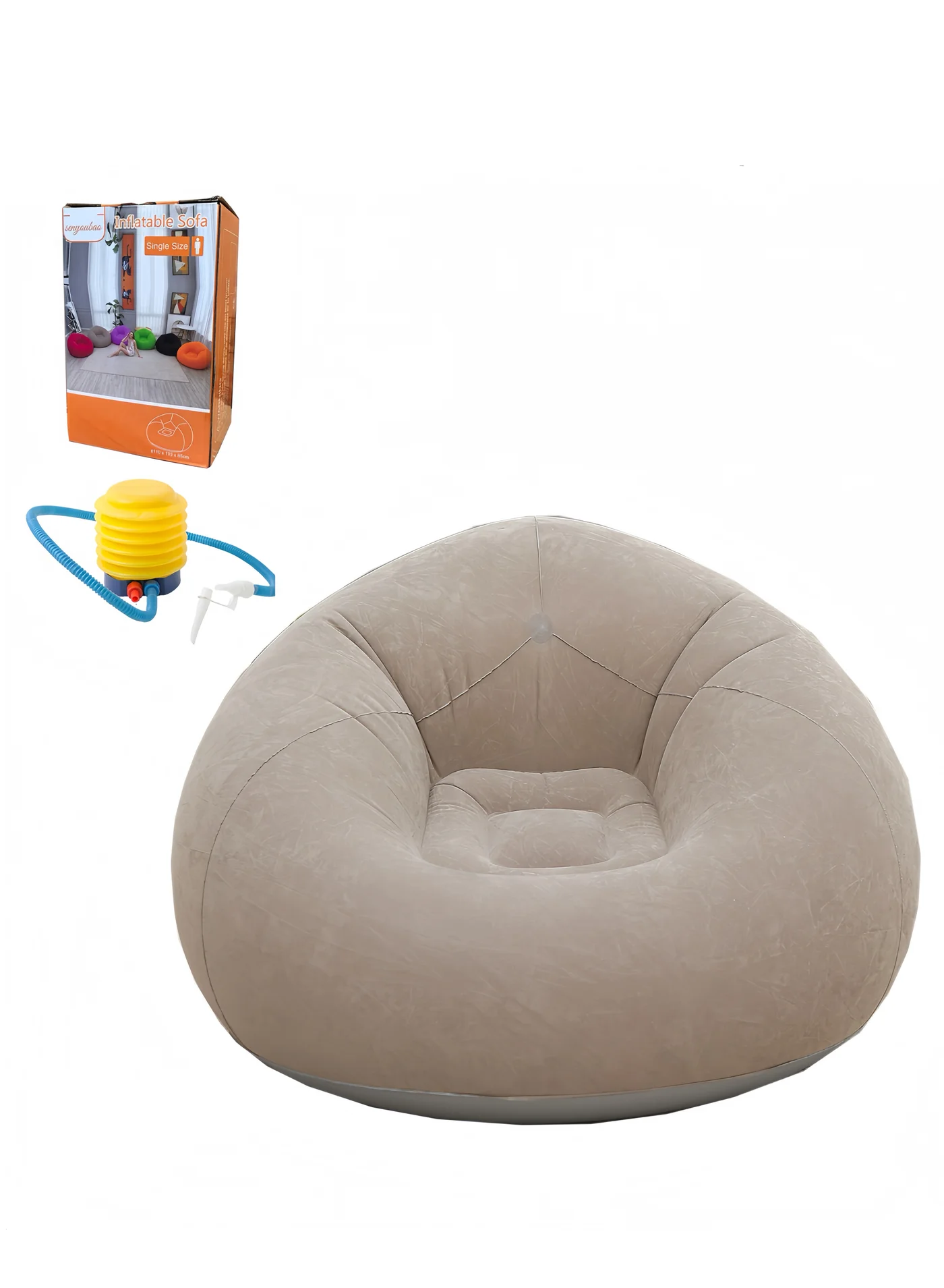 Lee Yon Inflatable Bean Bag Chair with Air Pump (Khaki, 103 x 60 cm) ubzth