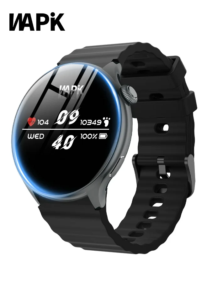 WAPIK Y5 Smart Watch Business Fitness Tracker with Bluetooth Calling and Heart Rate Monitor (Black, 3.7 cm) 6qzjy