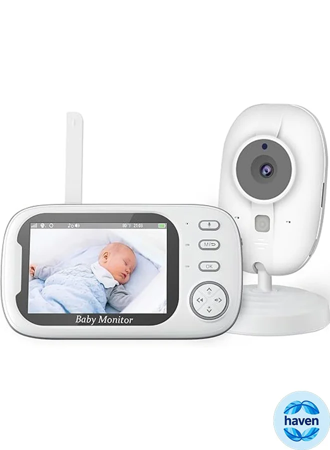 HAVEN Video Baby Monitor with Camera 3.5 Inch Display Night Vision Two-Way Audio Temperature Alert (White, 3.5 Inch) m1vug