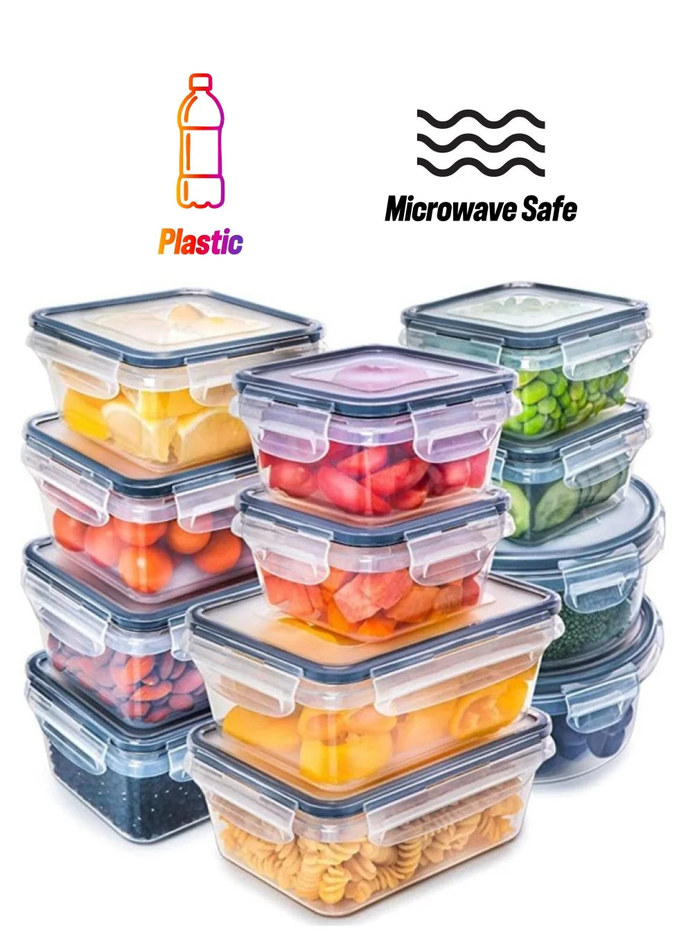 Premium Airtight Meal Prep Container Set with Locking Lids (12pcs, Clear) hj6gf