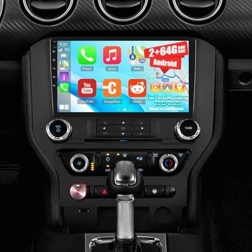EKAT 9-Inch Android Car Stereo for Mustang 2015-2020, 2GB RAM 64GB ROM, Multimedia Head Unit with Wireless CarPlay and Android Auto (9-Inch) 80gwa
