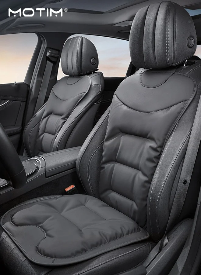 Motim Front Car Seat Cover Set, Premium Breathable Leather Protector, Universal Four Seasons Cushion for Cars Trucks SUVs and Vans (Set of 2) k886c