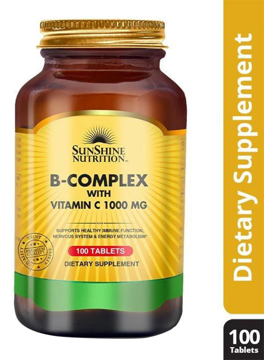 Sunshine Nutrition B Complex with Vitamin C Supplement (1000 mg, 100 Tablets) i7r0t