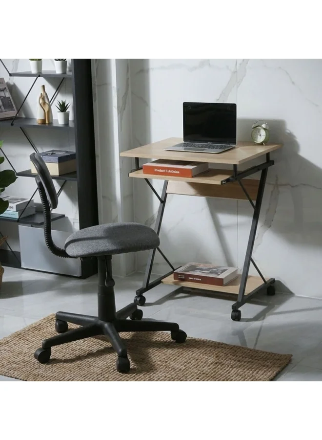 DANUBE HOME Anhalt Modern Study Desk and Chair Set (Wood and Metal, Light Oak and Grey, 60x48x73cm) 9w3ev