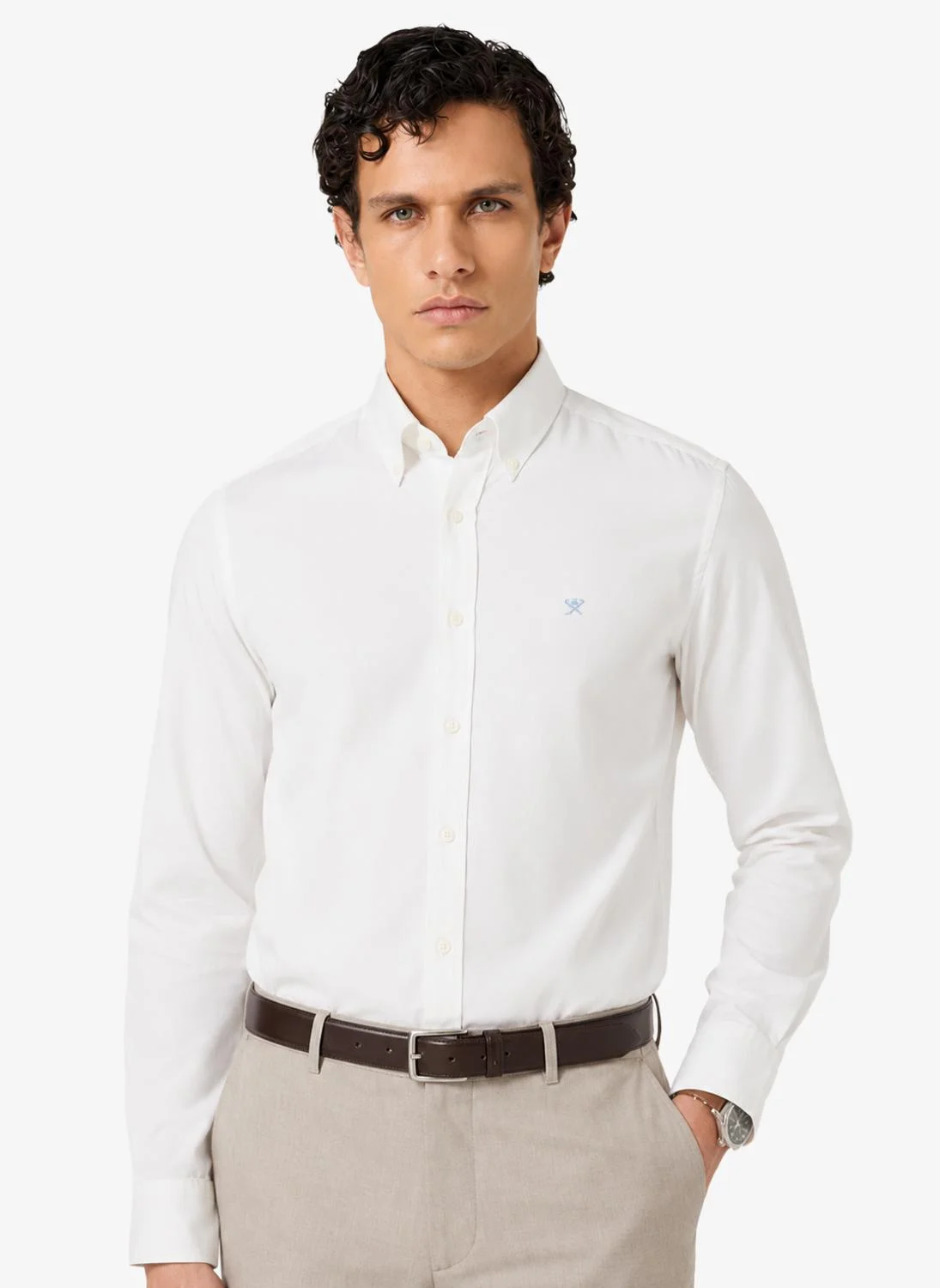Hackett Essential Regular Fit Shirt Premium Cotton Long Sleeve Button-Down For Men (Size L) szhmy