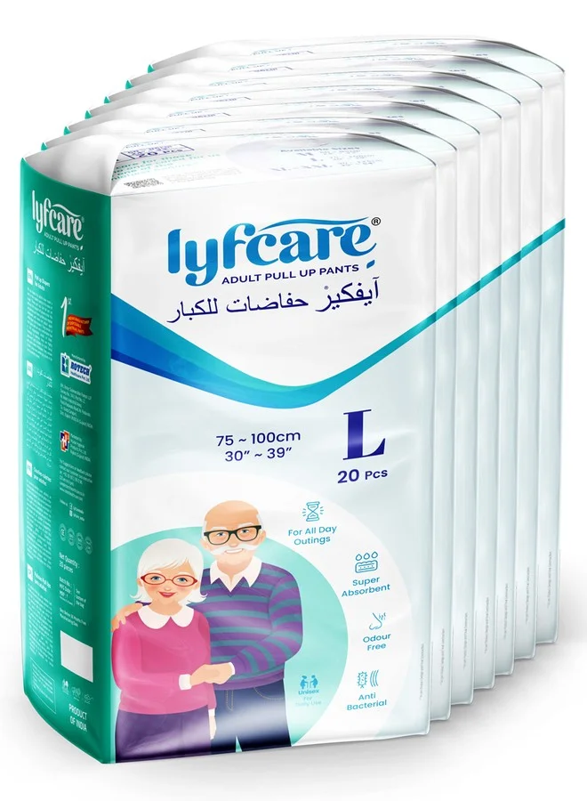 Lyfcare Adult Diapers Pants Style Premium Absorbent Underwear for Men and Women (Large, 140 Count) r9rq3
