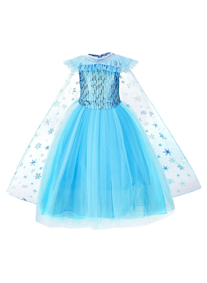 MIXDE Princess Party Dress for Girls Cosplay Costume Birthday Outfit with Accessory Set (Blue, 120cm) bx1r0
