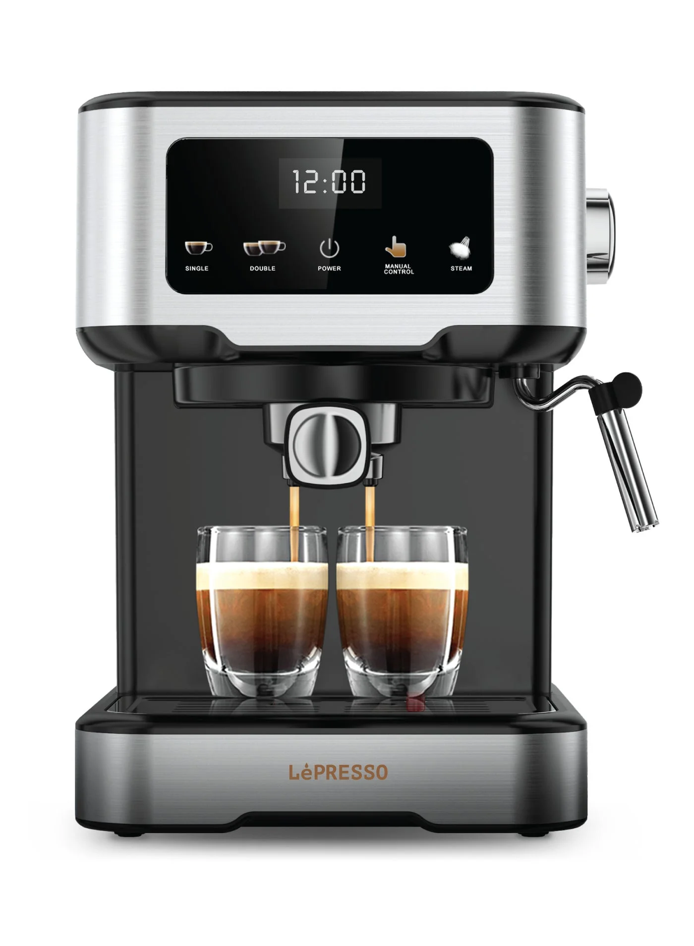 LePRESSO Digital Espresso Machine 20 Bar High Pressure Coffee Maker with Touch Display (Black, 1.5L) ufxgh