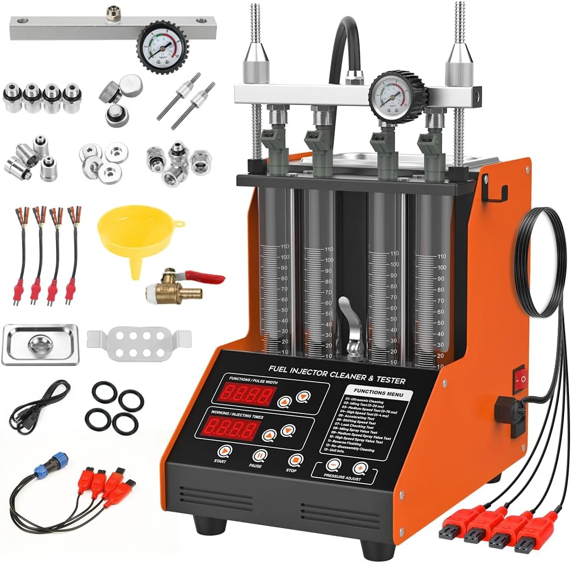 KAISAL Fuel Injector Cleaner Tester Kit with Ultrasonic Cleaning and 9 Test Modes (5V & 12V Compatible) gjb69