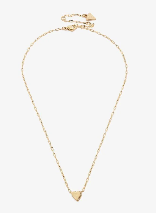 Premium Heart Pendant Necklace and Stud Earrings Set (Gold Tone, One Size) 5w3x1