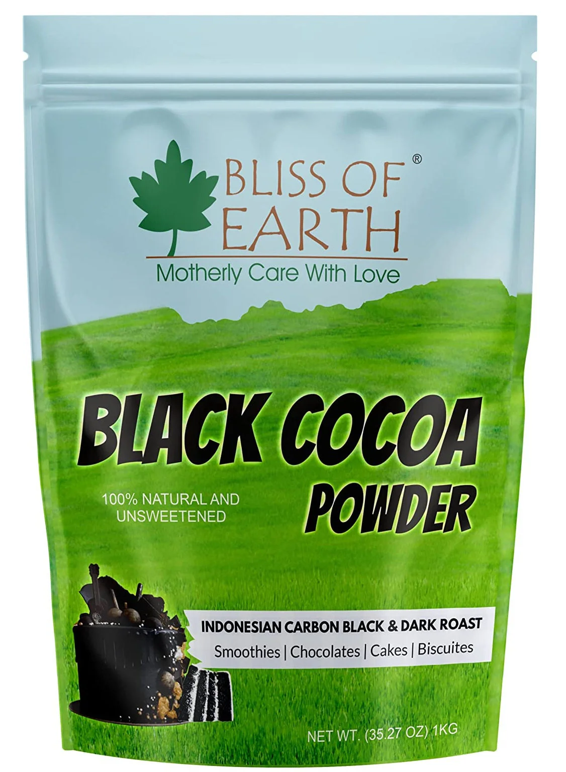 Bliss of Earth Premium Black Cocoa Powder Natural Unsweetened Dark Roast for Baking and Desserts (Black, 1 kg) plee2