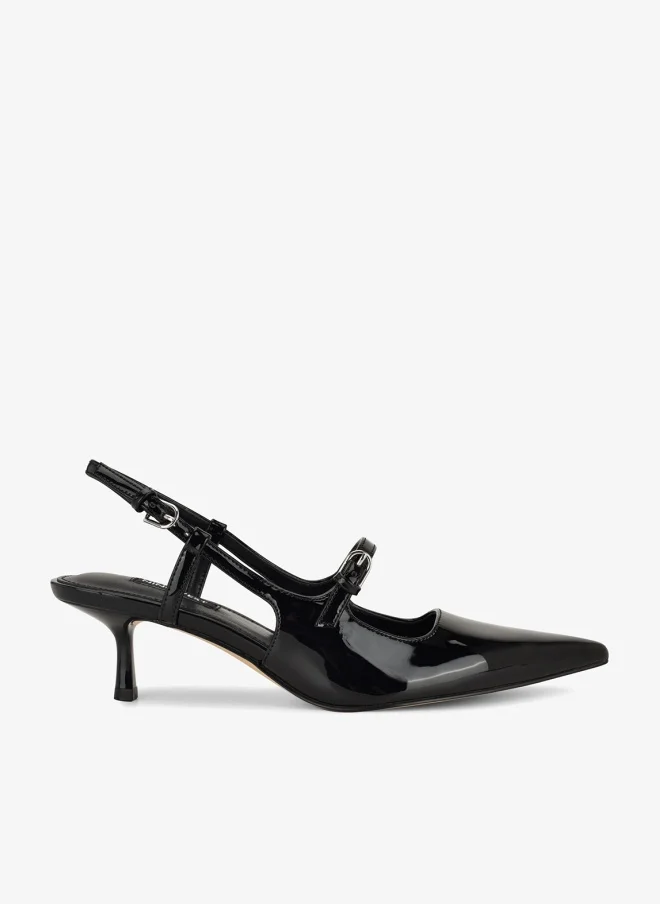 Premium Mid Heel Sling Back Pump Elegant Pointed Toe Footwear for Women (Black, 38 EU) 3ur4f