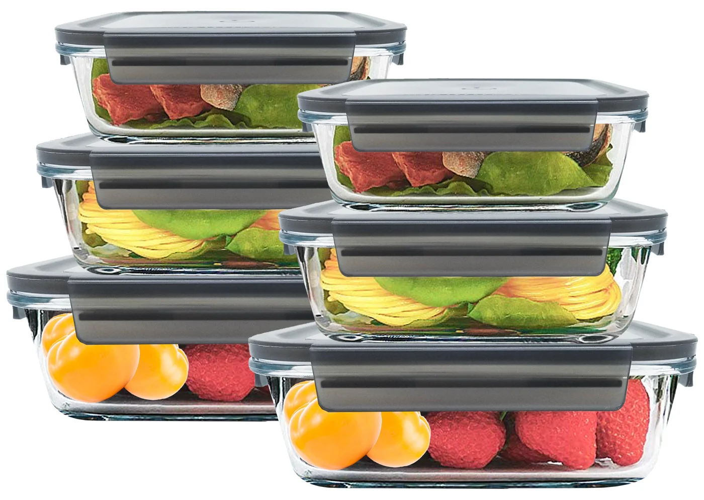 MAMATOONS Glass Meal Prep Containers with Leakproof Locking Lids (6 Pack, 1000 mL) 41dcx