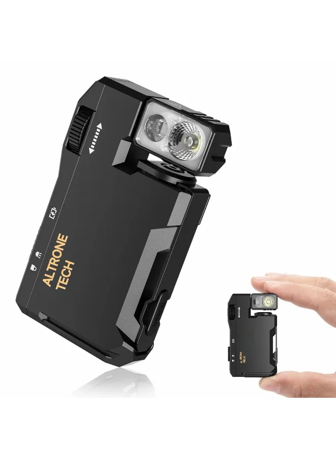 ALTRONE Rechargeable Mini EDC Flashlight 400 Lumens (Magnetic Keychain Torch, RGB Light, 180¡ã Rotatable Clip, Type-C Fast Charging, Waterproof, 6 cm) 6c996