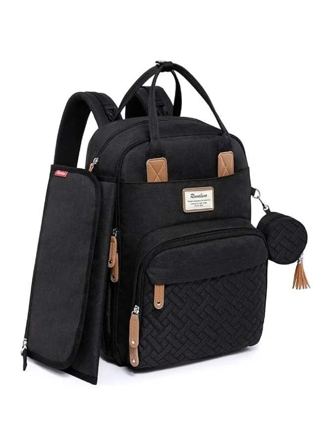 RUVALINO Multifunction Baby Changing Bag Backpack with Portable Changing Pad and Insulated Pockets (Neutral, Large) met1t