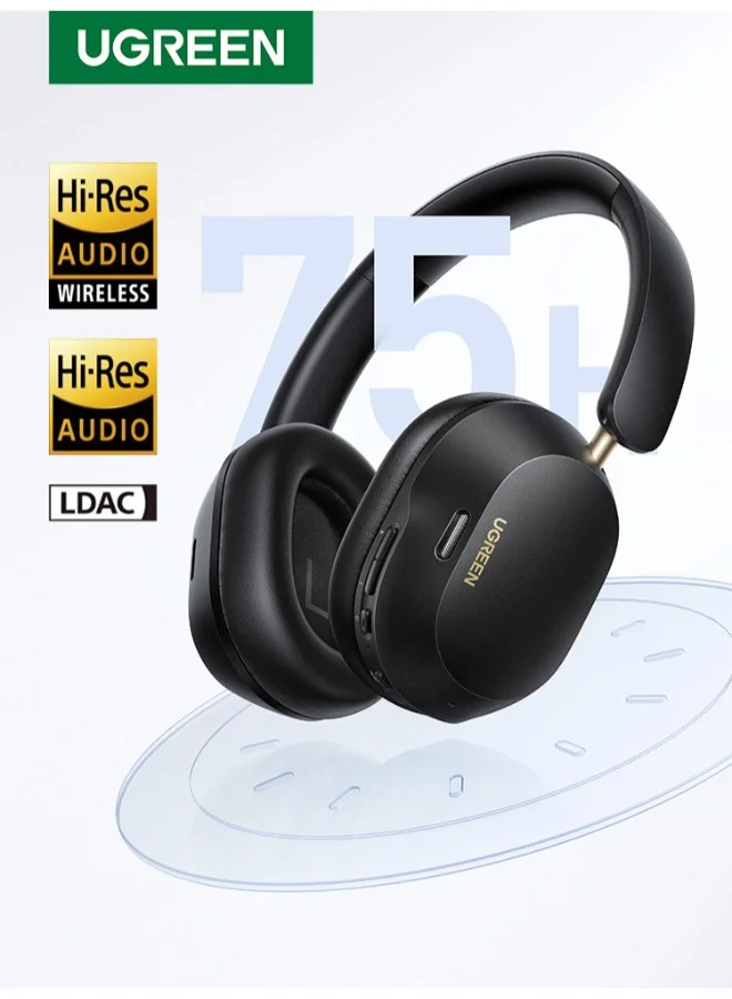 Ugreen Wireless Over-Ear Headphones with Adaptive Noise Cancelling, Foldable Bluetooth Headset for Smartphones (Black) amuoa