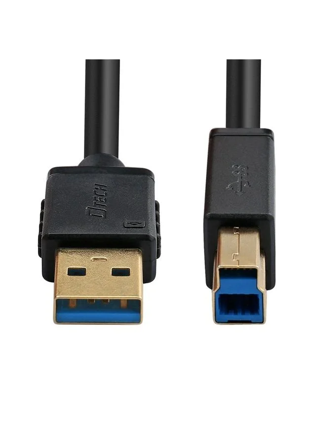 DTech USB 3.0 Printer Cable Type A to Type B Data Cord High-Speed Transfer for Laptop and Computer (Black, 180 cm) 6hp3i