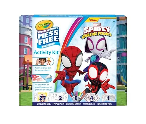 Color Wonder Mess-Free Coloring Activity Set with Spidey and His Amazing Friends Stickers (18 Coloring Pages, 5 Markers) irxm2