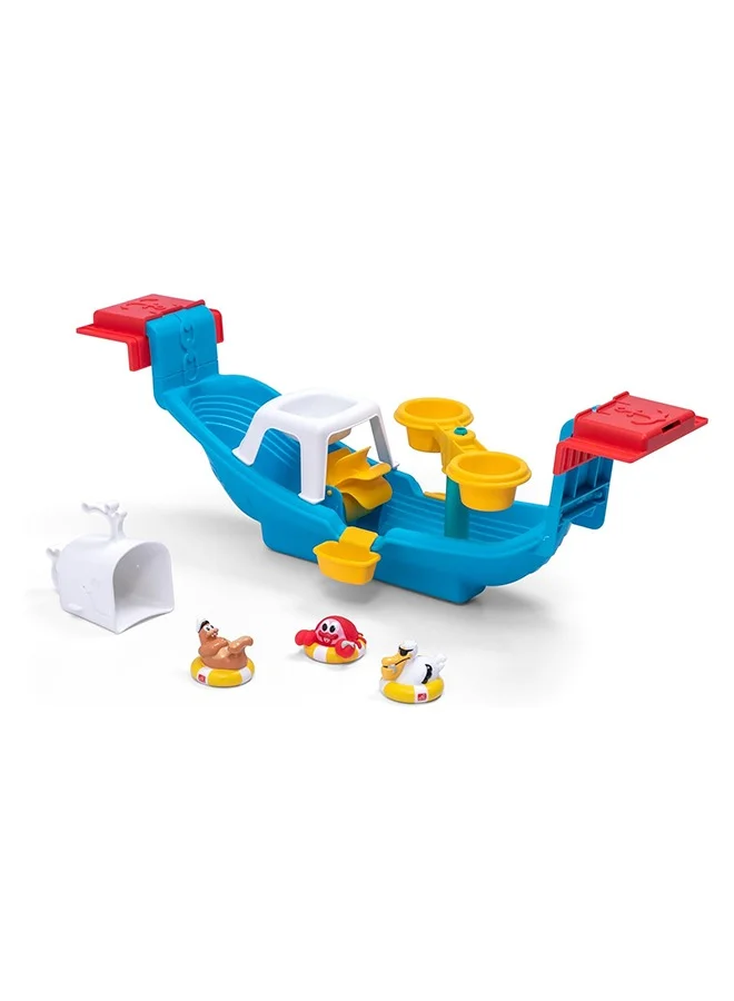Nautical Rain Showers Bath Boat Set with Interactive Water Toys (Blue, 1 Piece) ydbj0