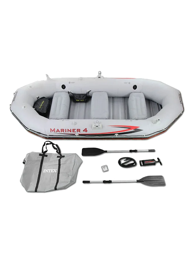 Premium Inflatable Mariner 4-Person Boat Set Heavy-Duty Waterproof Marine Craft (328 cm x 145 cm) 5nk0x