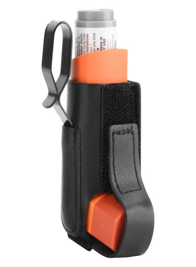 Premium PU Leather Asthma Inhaler Holder with Belt Clip Protective Travel Case for Adults and Kids (1 Piece) 44cd8
