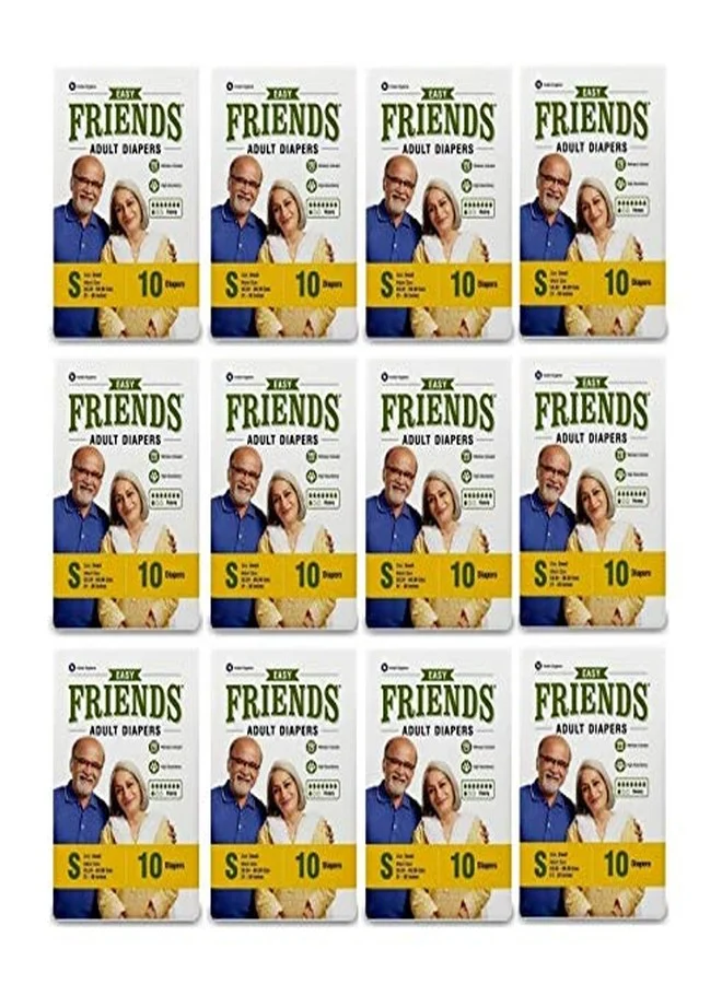Friends Easy Adult Diapers Tape Style (Small, 120 Count) Leakproof Absorbent Briefs with Wetness Indicator for Unisex 8tj77