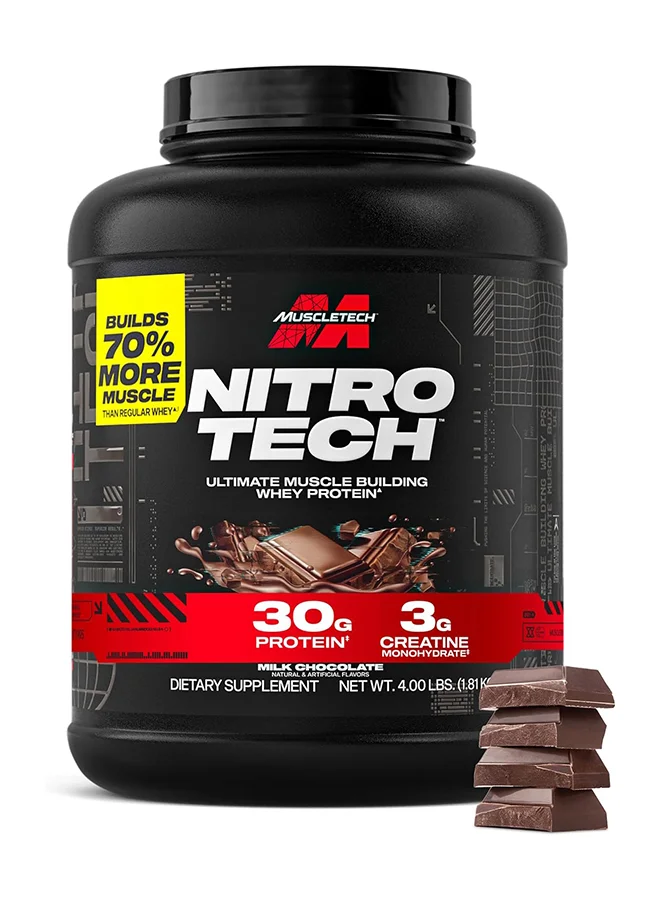 MuscleTech Nitro-Tech Whey Protein Powder Premium Muscle Support Formula (Milk Chocolate, 1.81kg) kus18