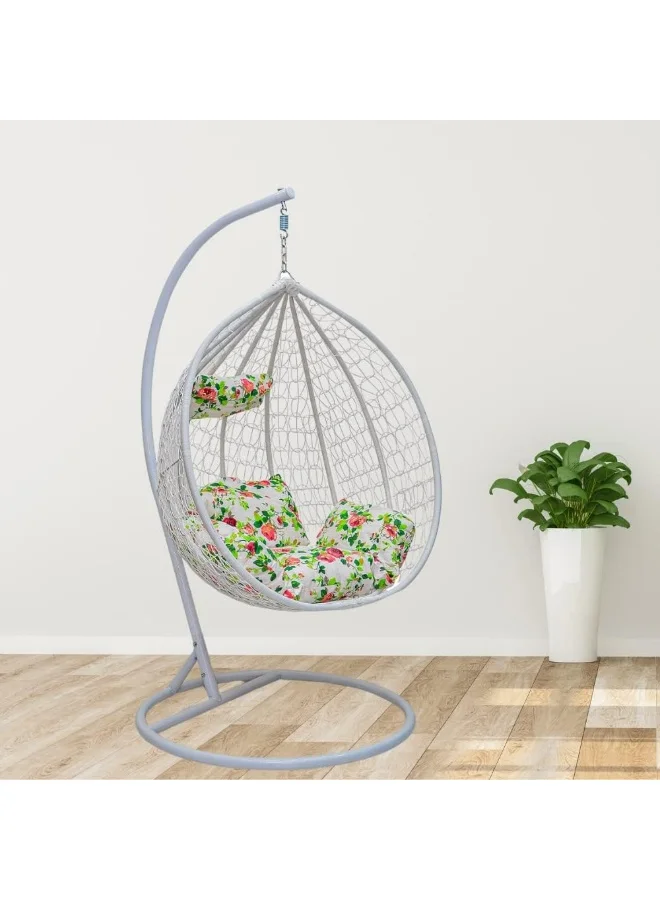 SUNLIT HOME Hanging Egg Swing Chair with UV Resistant Cushions and Iron Frame (Indoor and Outdoor, 195 cm) g7kcs