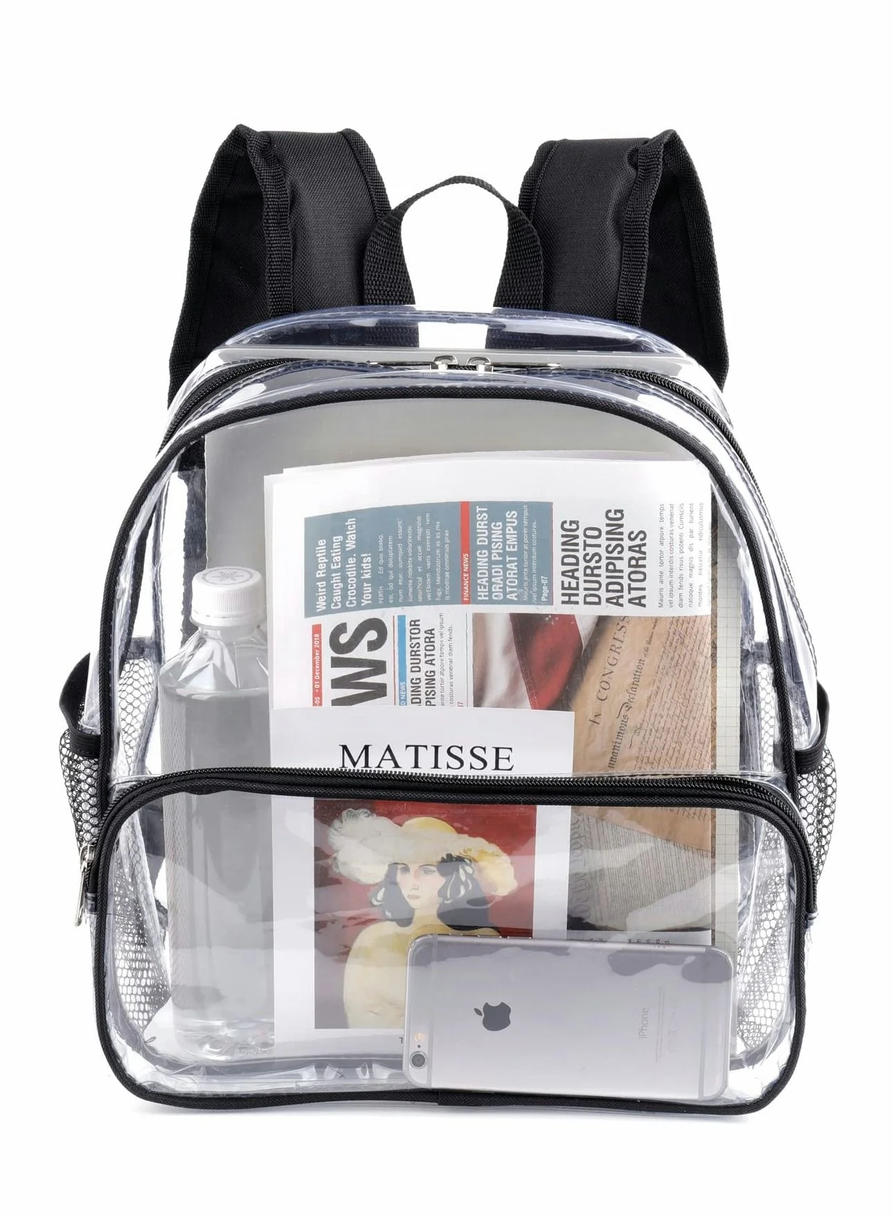SYOSI Clear Mini Backpack Stadium Approved Waterproof Transparent Bag for School Travel and Sport Events (Clear, 25cm x 20cm x 10cm) ihtaf