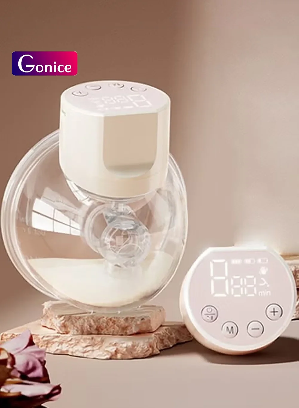 Gonice Hands-Free Wearable Double Electric Breast Pump with Vibration Massage Modes (PPSU, 210 mL) jz6dw
