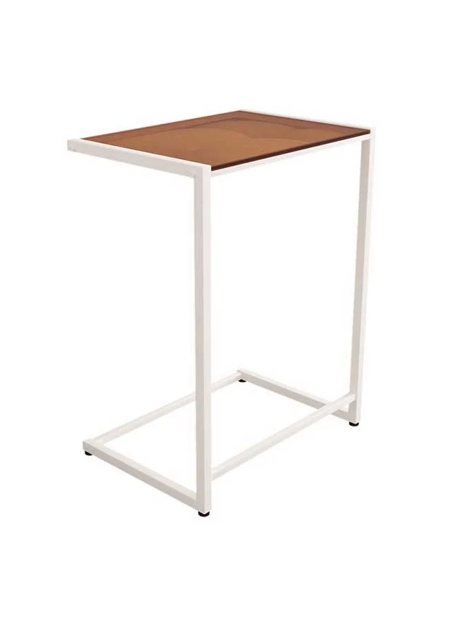 RAWAID C-Shaped Side Table with Tempered Glass Top and Metal Frame, Modern Slide-Under Sofa End Table for Living Room (Clear, 45cm x 30cm x 60cm) pa9f9