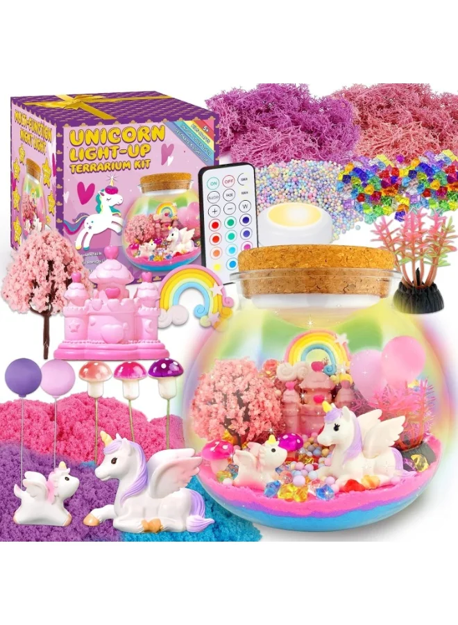 BaytEasy Unicorn Terrarium Craft Kit with LED Night Light and Remote Control (For Kids, 1 Set) 0fdzt