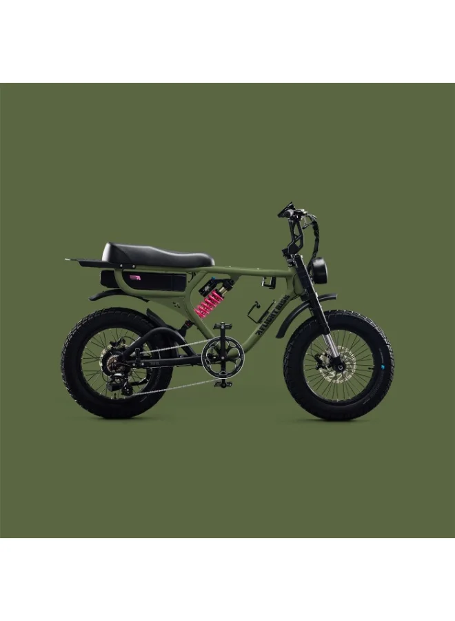 Flight Risk FR555 Electric Bike 1000W High-Performance E-Bike with Hydraulic Disc Brakes and Full-Frame Suspension (Olive) ljclz
