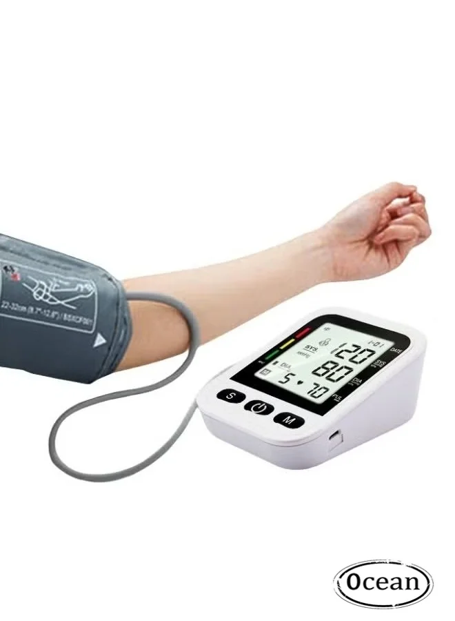 JS Digital Blood Pressure Monitor Upper Arm Automatic BP Machine with Adjustable Cuff and LCD Display (Home Use) jz7zr