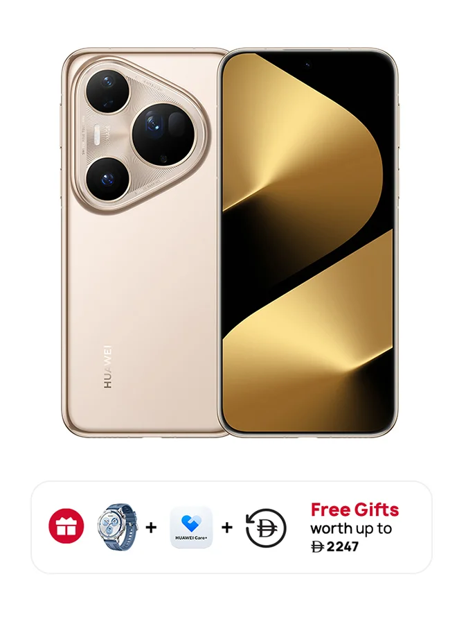 Smart Pura 80 Ultra Smartphone (16GB RAM, 512GB, Prestige Gold) with GT5 Smart Watch and 15-Month Care Package 8kur1