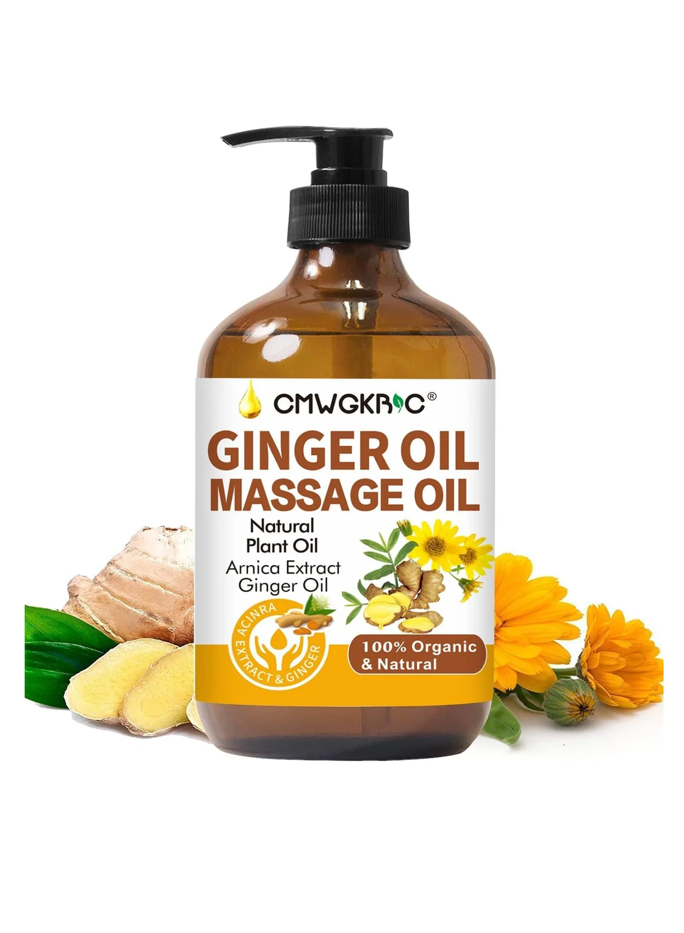 CMWGKBC Ginger Massage Oil with Arnica and Vitamin E for Body Relaxation (30 mL) bbs5o