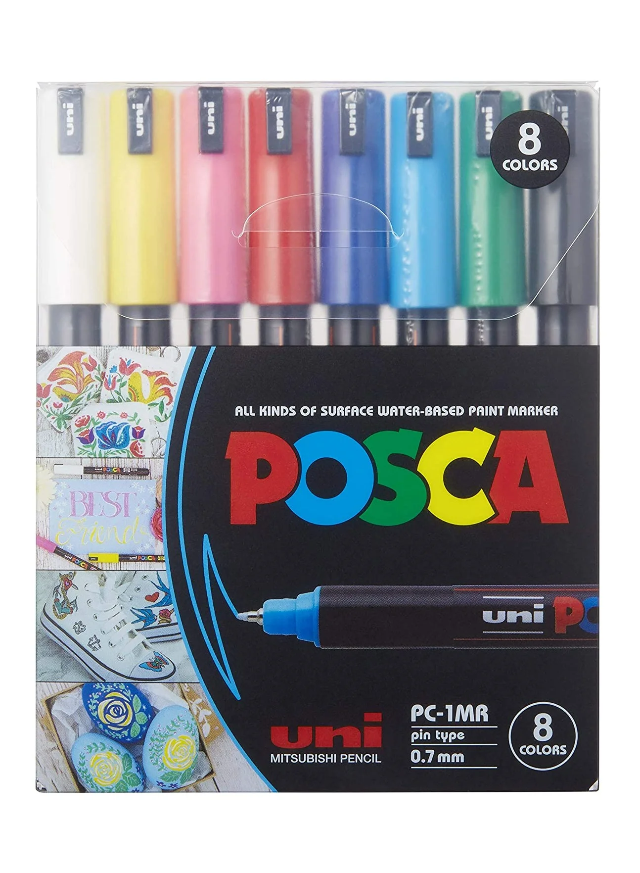 Premium Acrylic Paint Marker Pens Set (Multicolour, 8-Piece Pack, 0.7mm Ultra Fine Tip) xbypz