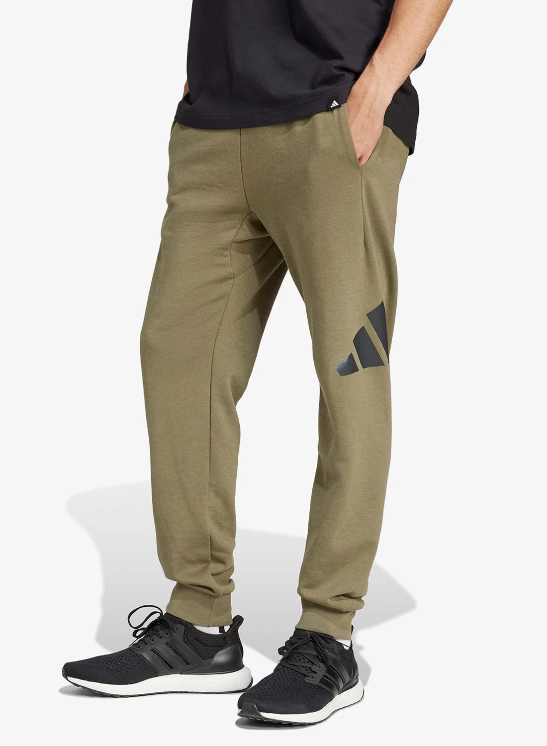 Sport French Terry Joggers Premium Athletic Sweatpants with Logo Detail (Black, Medium) lqjpn