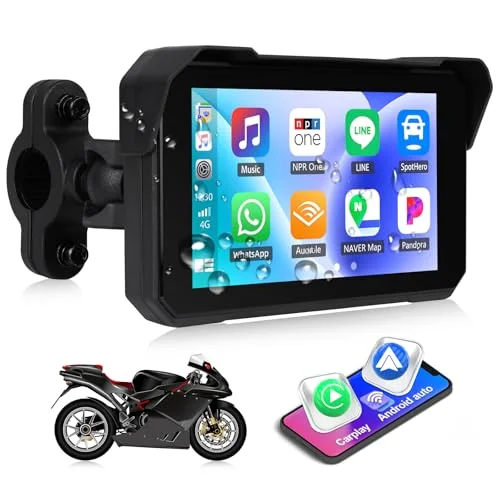 Premium Motorcycle Portable Smart Display 5-Inch Waterproof Touchscreen Wireless Connectivity for Navigation and Media (5-Inch) q46vr