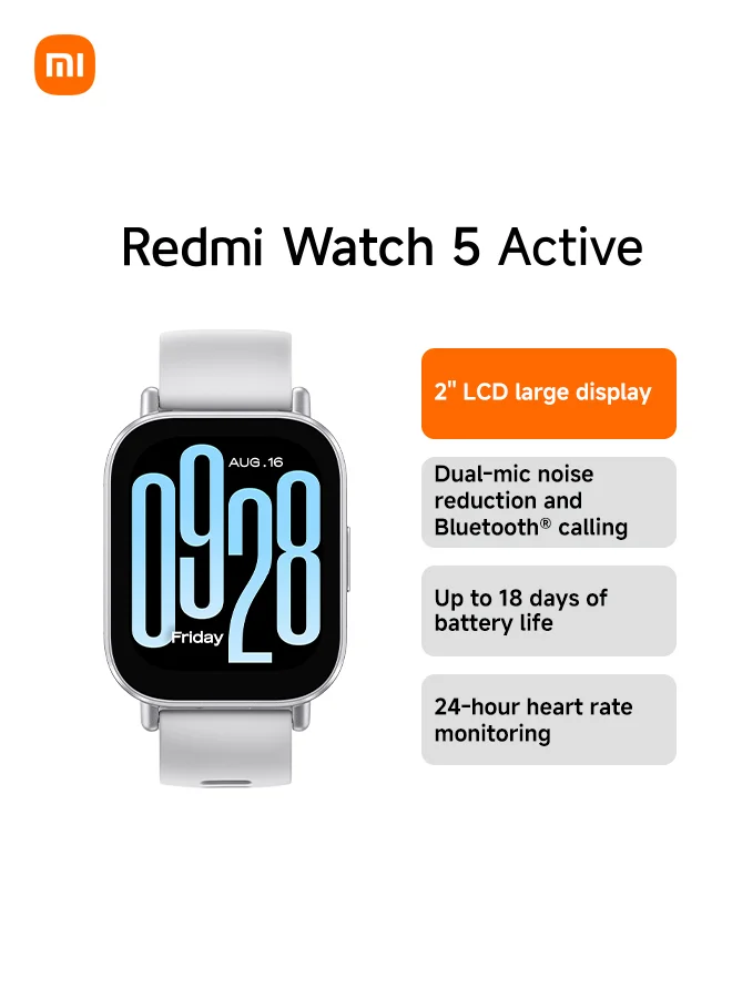 Premium Smartwatch with 2-Inch LCD Display Fitness Tracking and Long-Lasting Battery (Silver, 11.4 mm) tbtaa