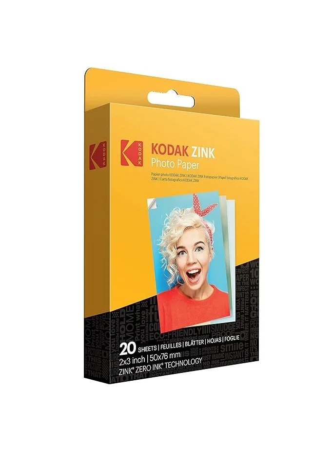 Premium Zink Photo Paper for Instant Cameras (2 x 3 inch, 20 Sheets) Adhesive Backing 3xxos