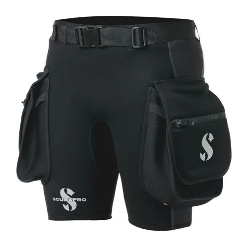 Premium Hybrid Cargo Diving Shorts 1mm Neoprene with Large Pockets and Adjustable Belt (Black, 3XLarge) iz7wp