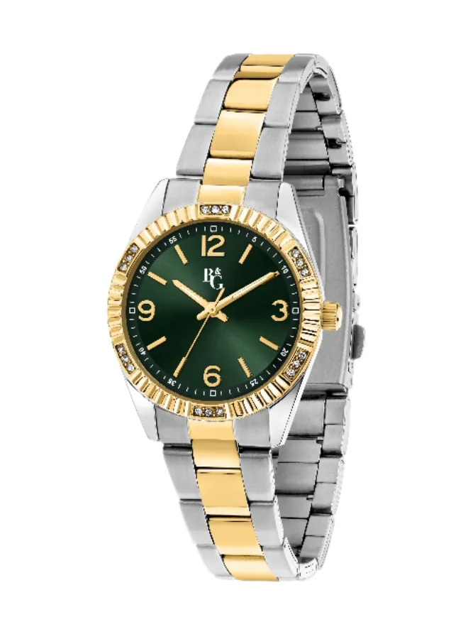 B&G Women's Analog Quartz Watch with Multicolour Metal Band (Green Dial, 31mm) vz6jd