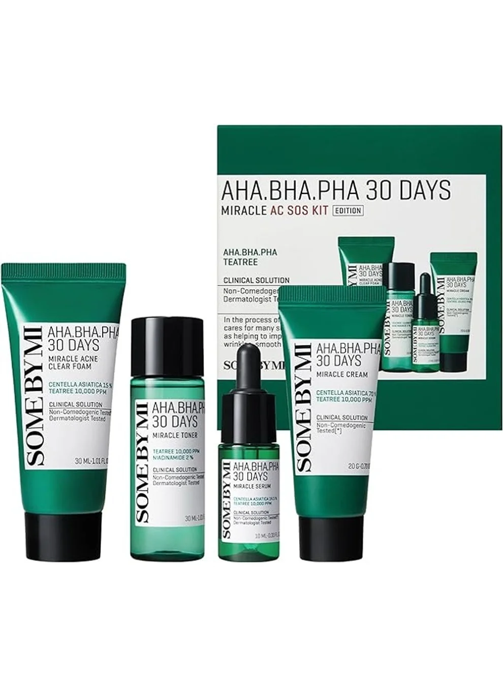Premium AHA BHA PHA Skincare Travel Set (Toner, Serum, Cream, Foam) - 90 mL y3zdj
