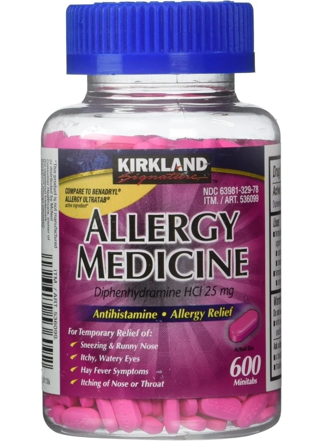 Premium Allergy Relief Diphenhydramine HCl 25mg (600 Mini Tablets) u1uzk