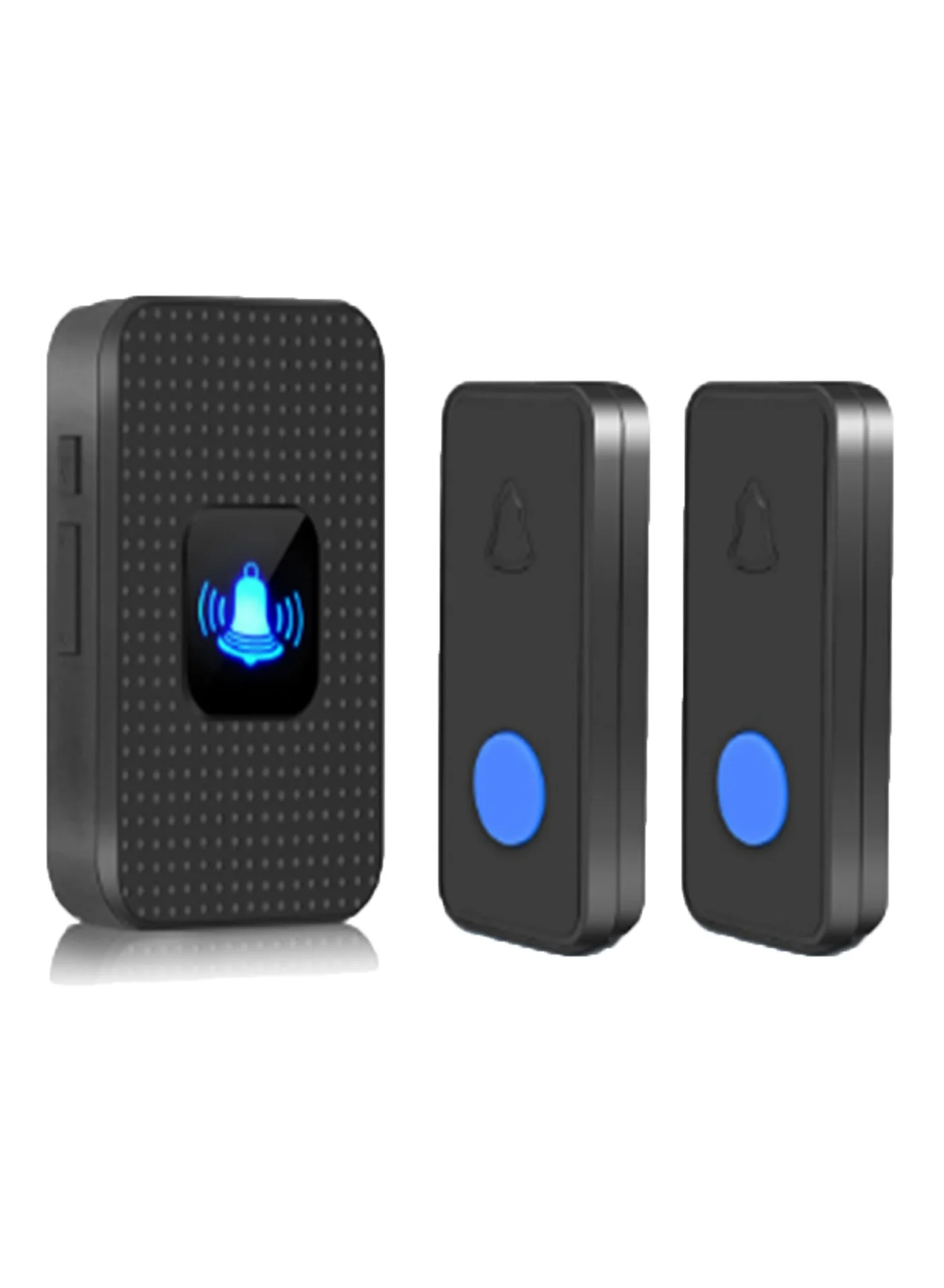 NNEWVANTE Wireless Doorbell Kit Waterproof Long Range Door Bell with 55 Chimes and Adjustable Volume (Black, 2 Buttons 1 Receiver) a2b7y