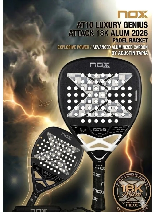 NOX AT10 Luxury Genius Attack 18K Alum 2026 Padel Racket (Diamond Shape, 4 1/8 inch Grip, Professional Performance) ztp4j