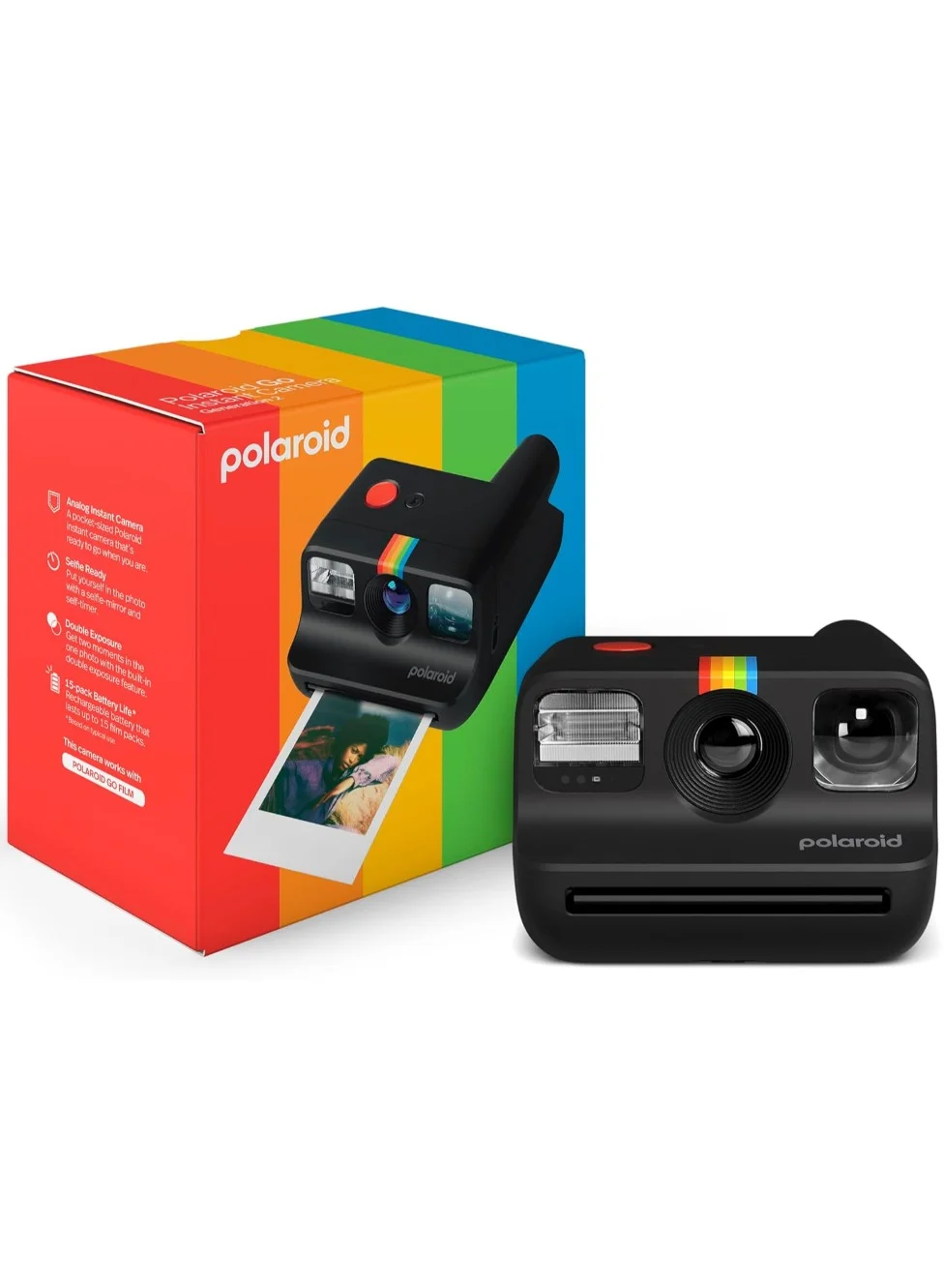 Instant Analog Pocket Camera Generation 2 Compact Portable Photography Device with Selfie Mirror and Double Exposure (Black) kuttt